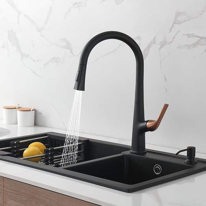 Single handle pull down kitchen faucet - brushed gold - K569 01 10 1