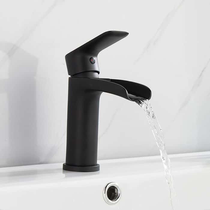 Single handle bathroom waterfall vanity faucet - B580 01 31 - matte black