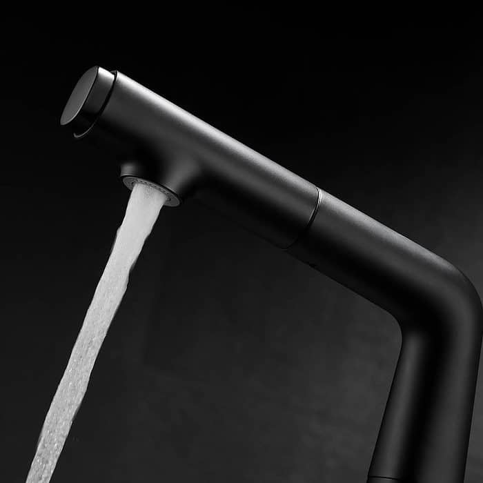 Matte black single handle pull out bathroom faucet - B570 01 - Image 4