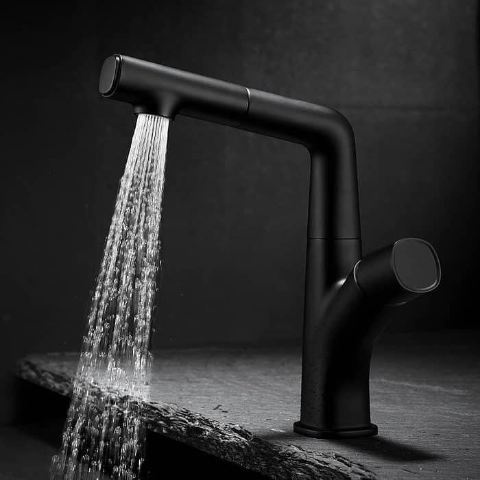 Matte black single handle pull out bathroom faucet - B570 01 31 1