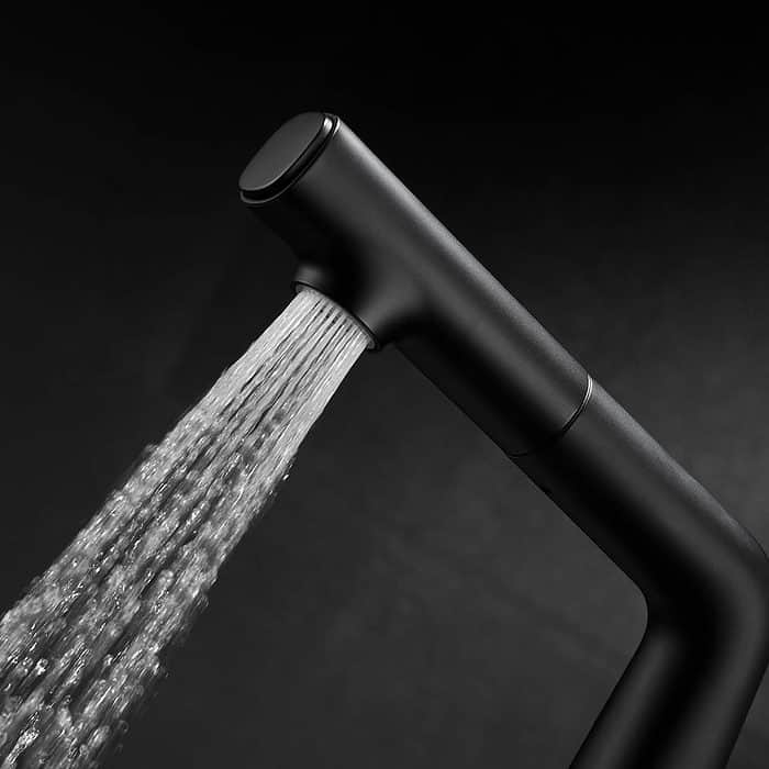 Matte black single handle pull out bathroom faucet - B570 01 - Image 5