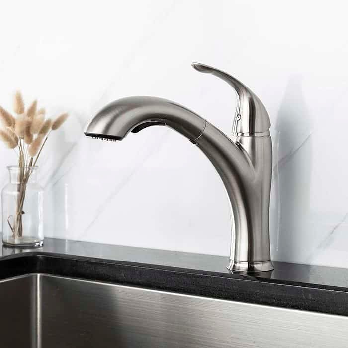 Single handle pull out kitchen faucet - brushed nickel - K567 01 02 1