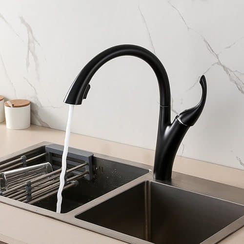 Single lever pull down kitchen faucet - matte black - K624 01 10 1