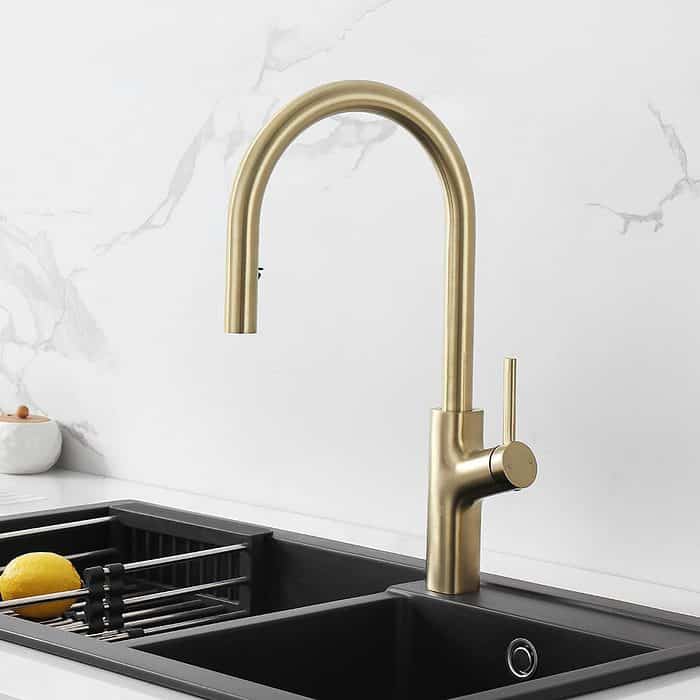 Contemporary single handle pull down kitchen faucet - K568 01