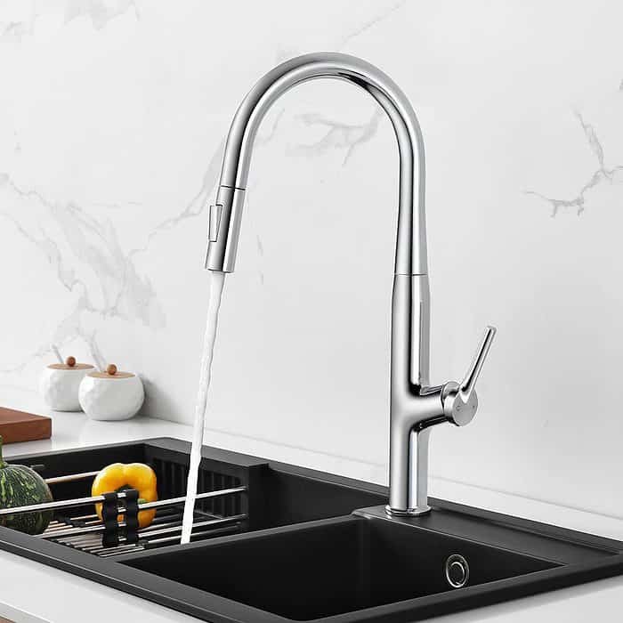 High arc single handle pull down kitchen faucet - chrome finish - K543 01 01 1