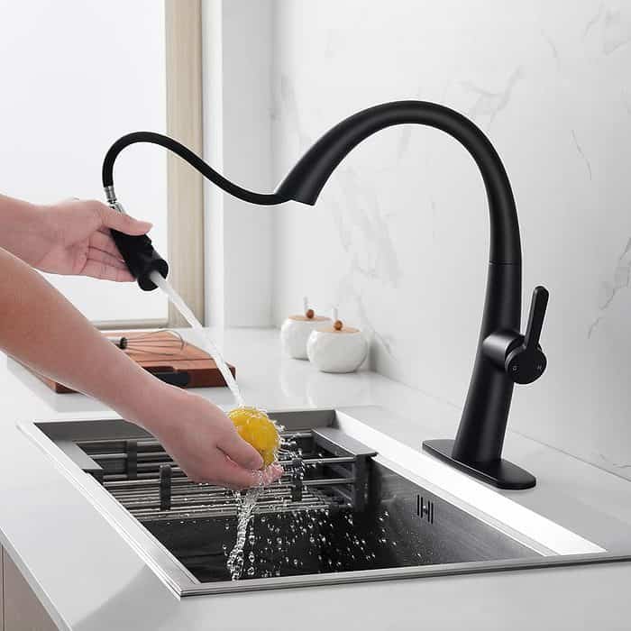 Single handle kitchen faucet with pull down sprayer - K114 01