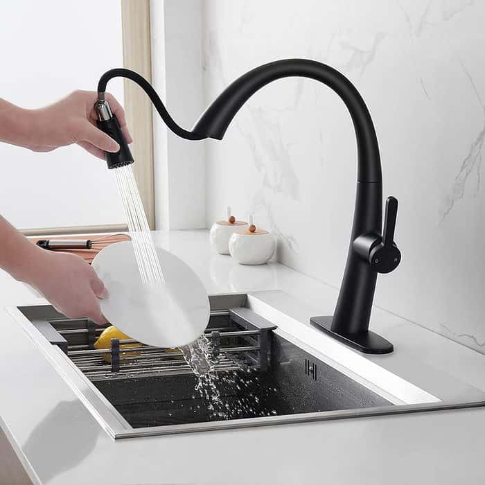 Single handle kitchen faucet with pull down sprayer - K114 01