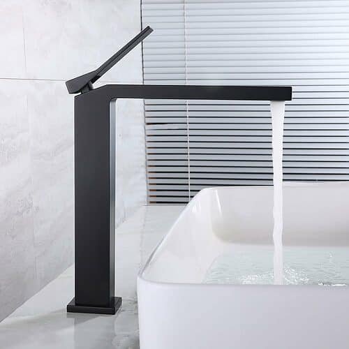 Single lever square bathroom vessel faucet - B613 02 31 1 - matte black finish - Ourea bathroom collection