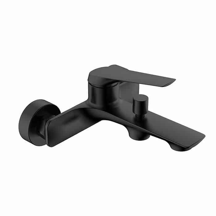 Exposed single lever bath mixer with tub spout - matte black finishes