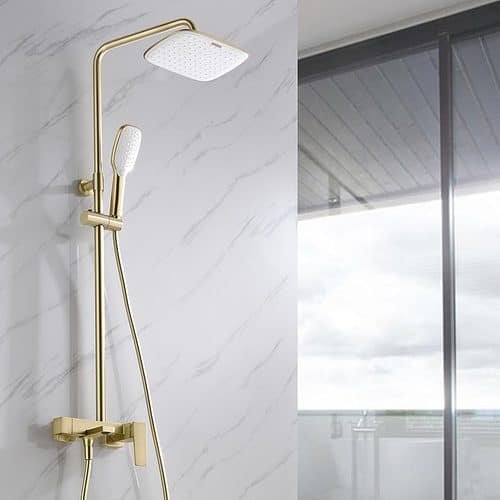 Exposed shower set with foldable bathtub spout - SO989 13 01 1 - brushed gold