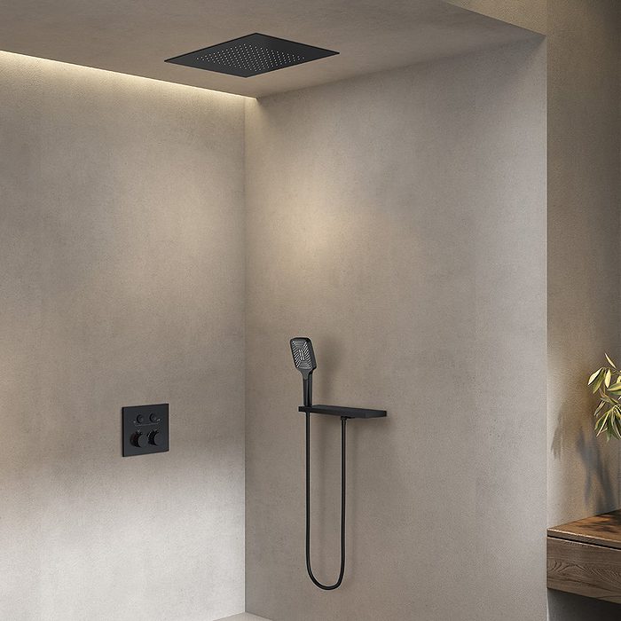 2 way square thermostatic concealed ceiling shower - matte black - SC723A 22 31 1 -1