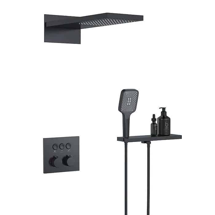 Matte black concealed thermostatic shower set - SC723B 23 31 1 -1