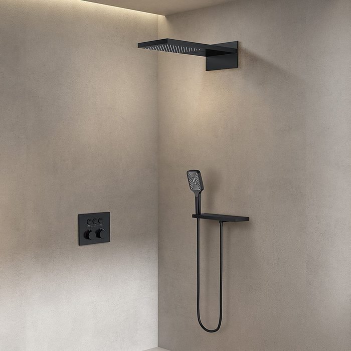 Matte black concealed thermostatic shower set - SC723B 23 31 1