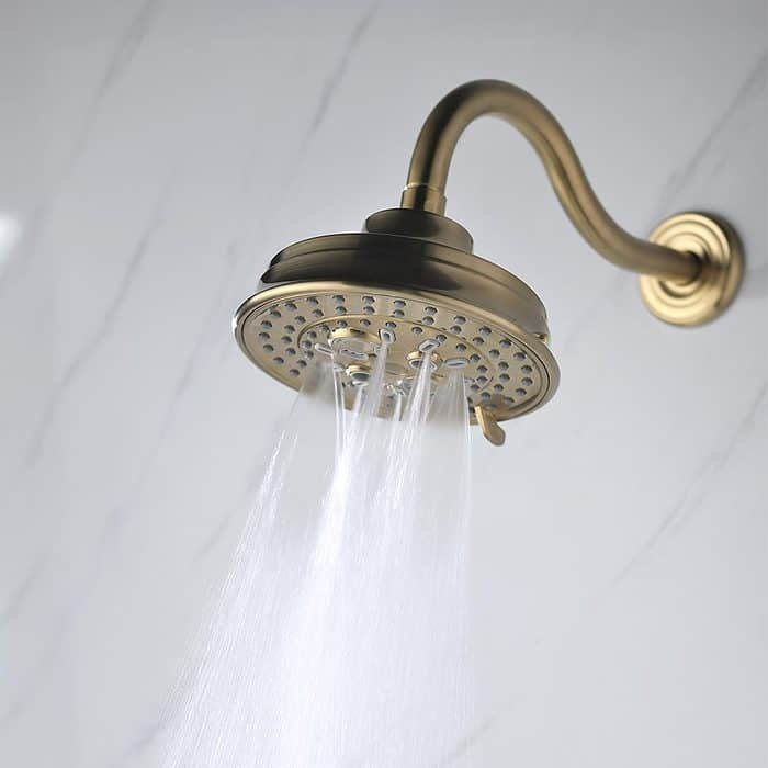 Brushed gold multi function shower head -soft drench spray- H299 02