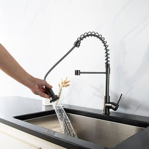 Single handle spring kitchen faucet-K102F 01