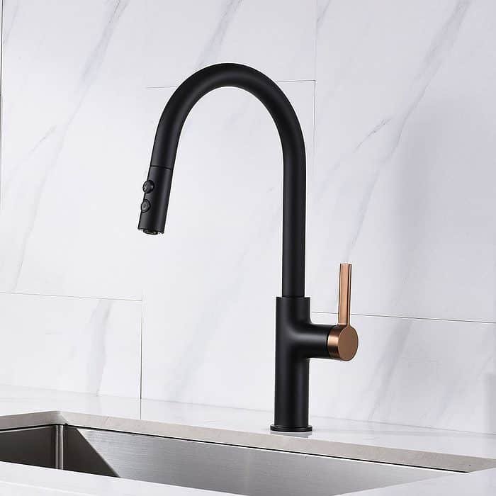 Black and rose gold touchless motion sensor kitchen faucet - K676T 01 10 1