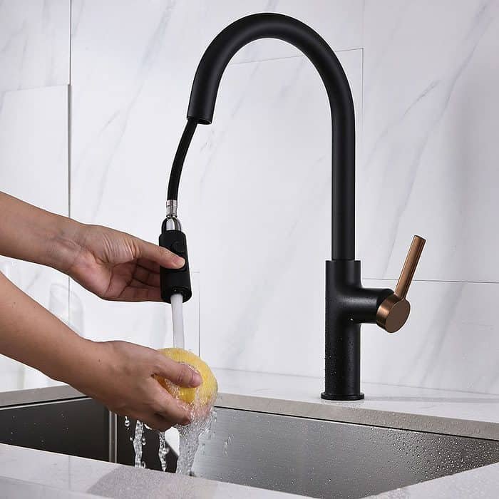 Black and rose gold touchless motion sensor kitchen faucet - stream outlet - K676T 01 10 1 - 1