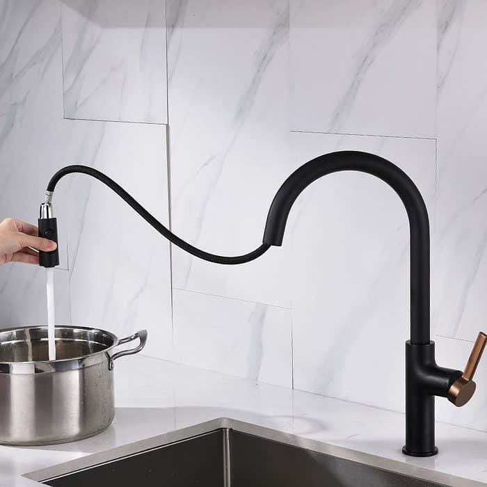 Black and rose gold touchless motion sensor kitchen faucet - stream outlet - K676T 01 10 1 - 2