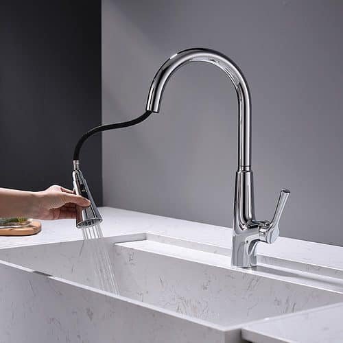 Chrome touchless pull down kitchen faucet - K677T 01 01 1 - 1