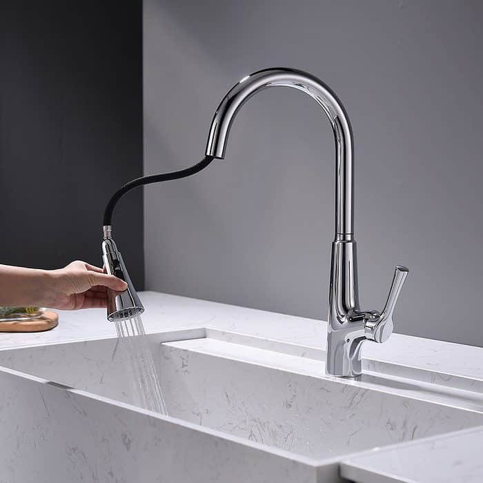 Chrome touchless pull down kitchen faucet - K677T 01 01 1 - 1