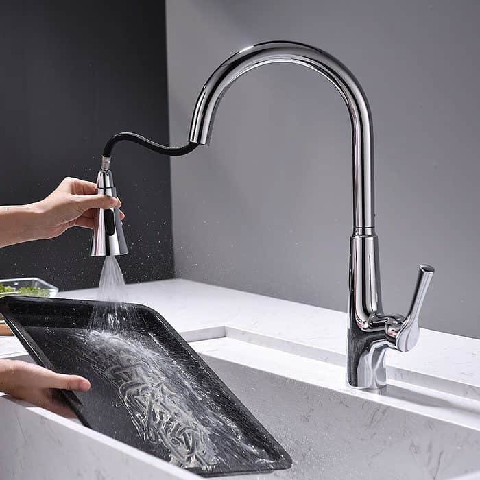 Chrome touchless pull down kitchen faucet - blade outlet - K677T 01 01 1 -1