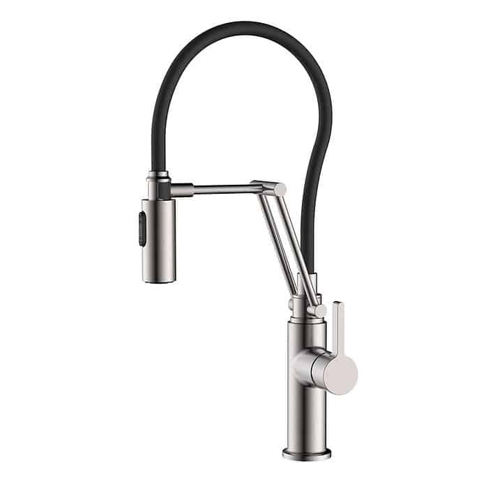 Brushed nickel articulating arm kitchen faucet - k678 02 02 1 - white background