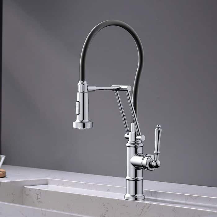 Chrome articulating kitchen sink faucet - k679 02 01 1