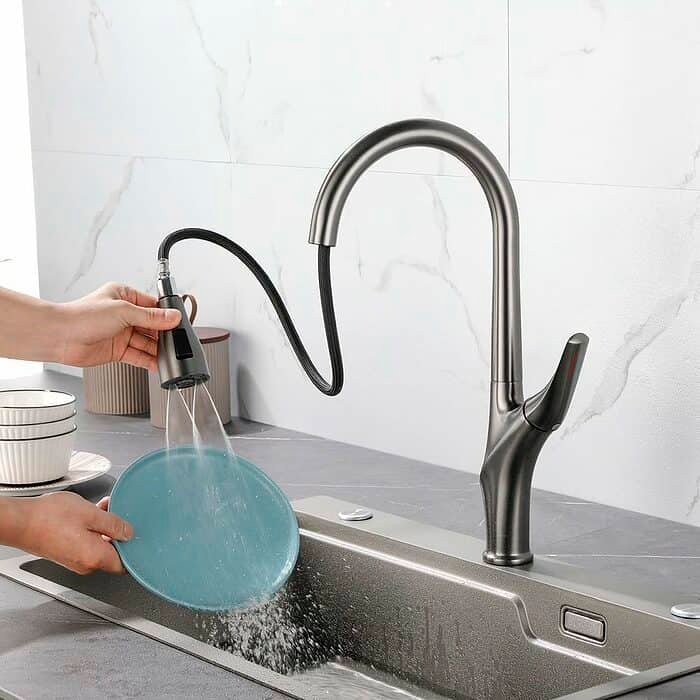 One handle pull down kitchen faucet - 3 function outlet - blade shape flow - K686 01 37 1 -1