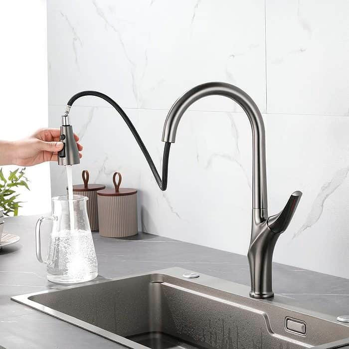 One handle pull down kitchen faucet - 3 function outlet - stream flow - K686 01 37 1 -1