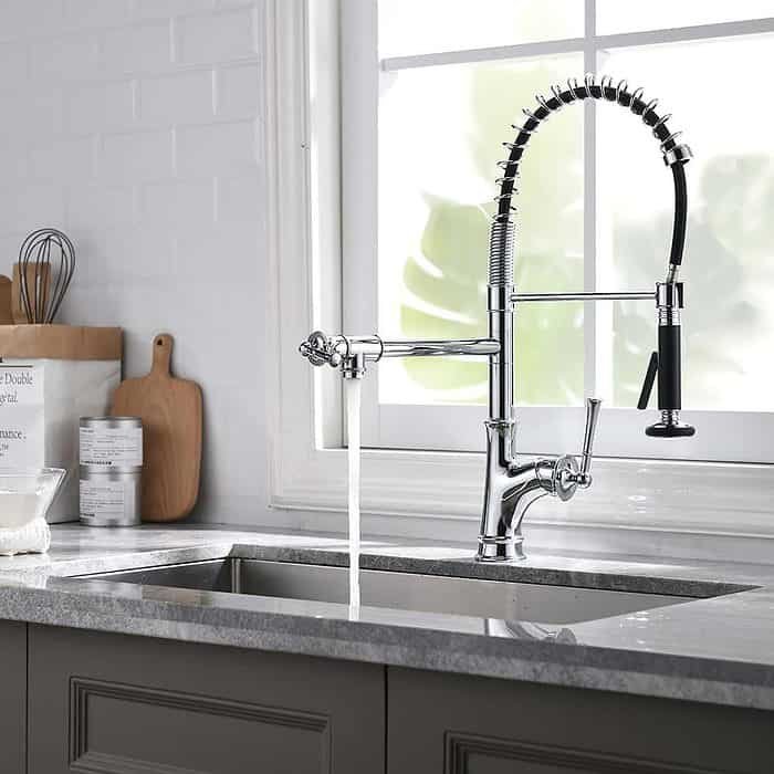 Commercial style pull down kitchen faucet -spray- K714 02