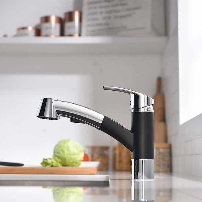 Black and chrome one handle pull out kitchen faucet - K715 01 04 1 - 1