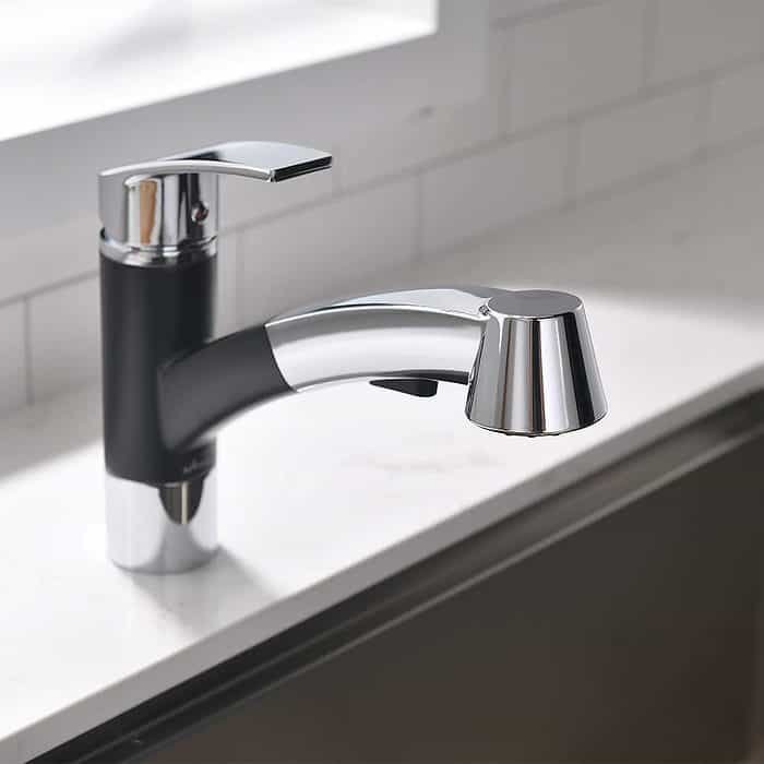 Black and chrome one handle pull out kitchen faucet - K715 01 04 1