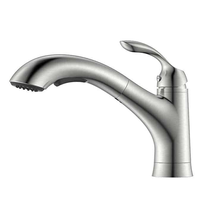 Brushed nickel pull out kitchen tap - K717 01