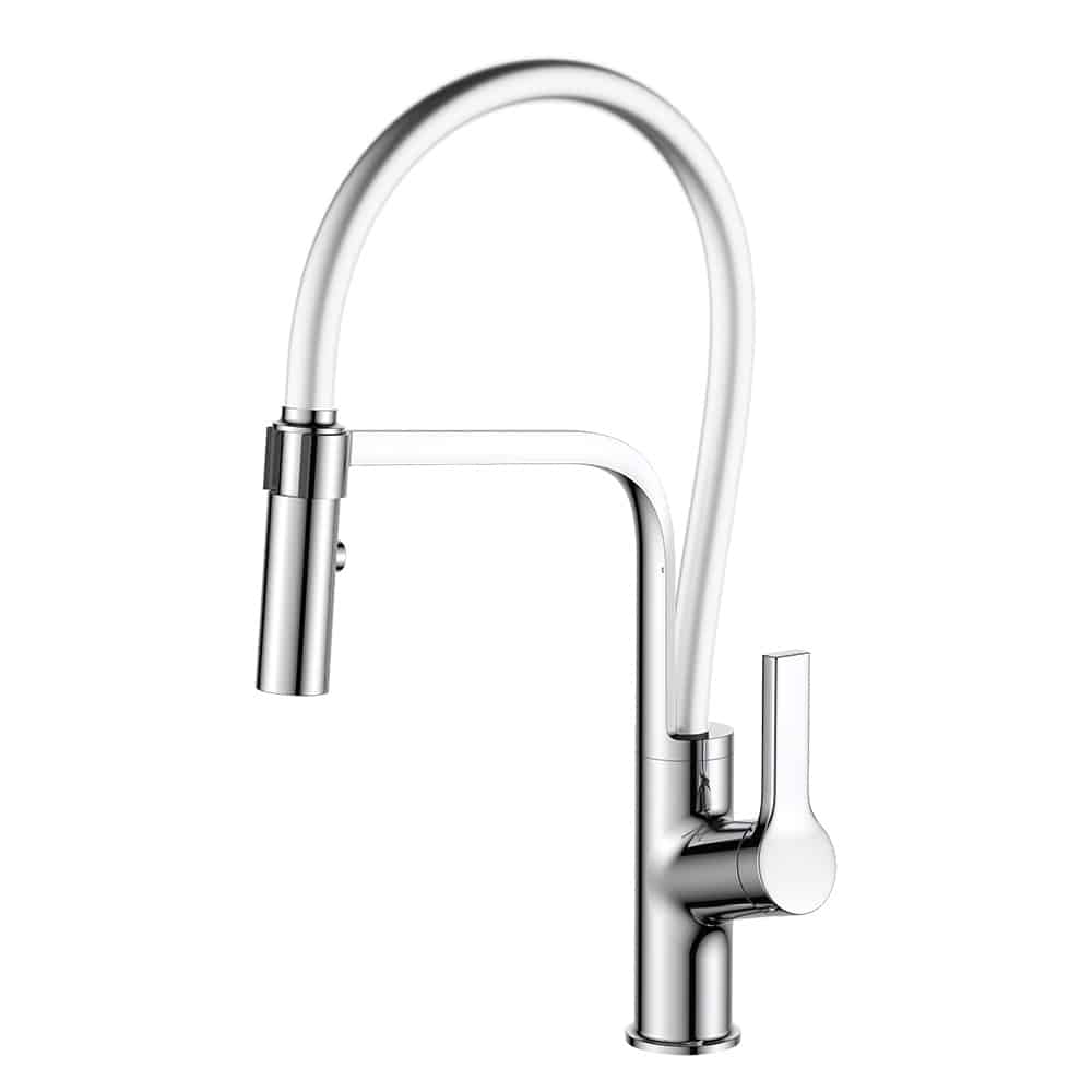 Pull out spout kitchen faucet - chrome finish & white tube - K561 02 01 1