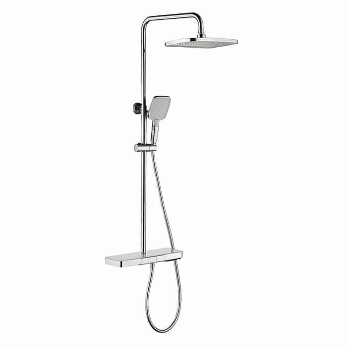 Exposed thermostatic shower system with push button - SC705 13 01 1