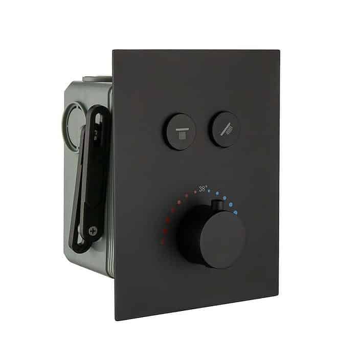 Matte black push button thermostatic 2 way concealed shower mixer - SC712 22 31 1