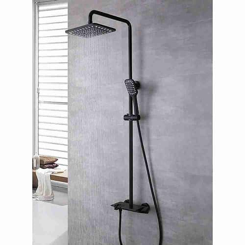 Exposed pipe matte black wall mount piano shower - SO988 13 31 1