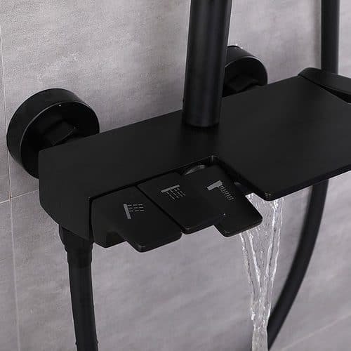 Exposed pipe matte black wall mount piano shower - shower mixer - SO988 13 31 1