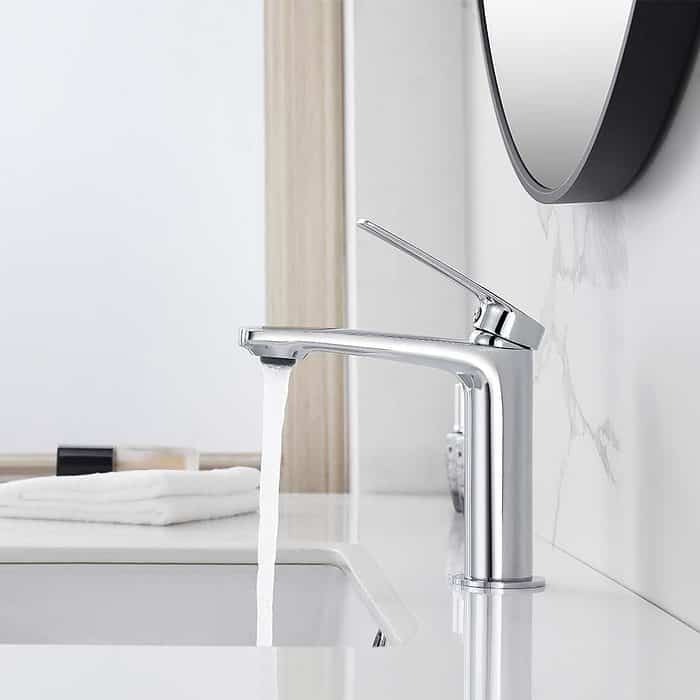 Chrome deck mounted hot and cold basin tap-opening2- B550 01