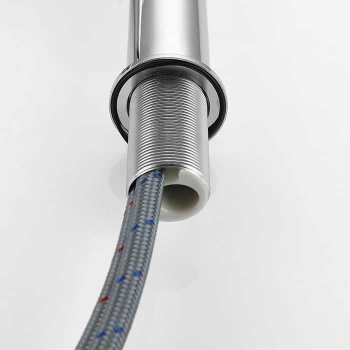 Chrome deck mounted hot and cold basin tap-detail1- B550 01