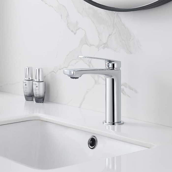 Chrome deck mounted hot and cold basin tap - B550 01