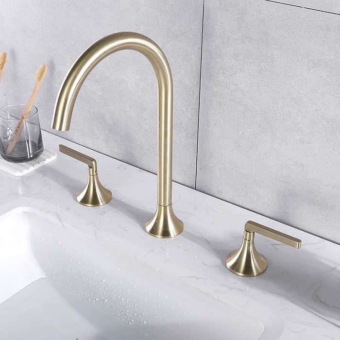 3 hole gold bathroom tap with lever handles - B641 04