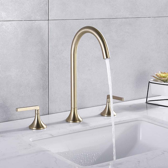 3 hole gold bathroom tap with lever handles -waterflow- B641 04