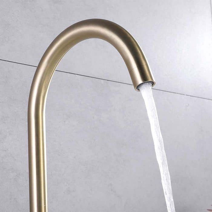 3 hole gold bathroom tap with lever handles -outlet- B641 04