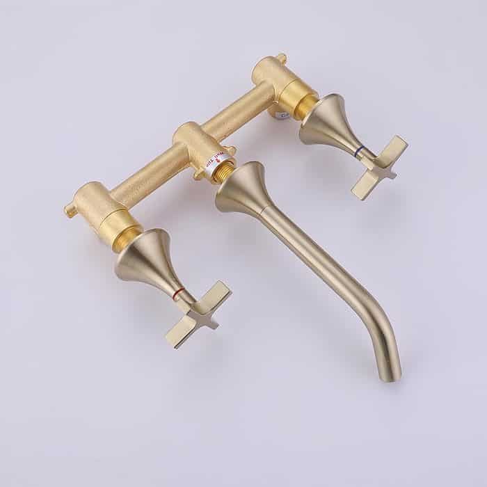 cross handle wall mounted brass basin tap -figure- B670 06