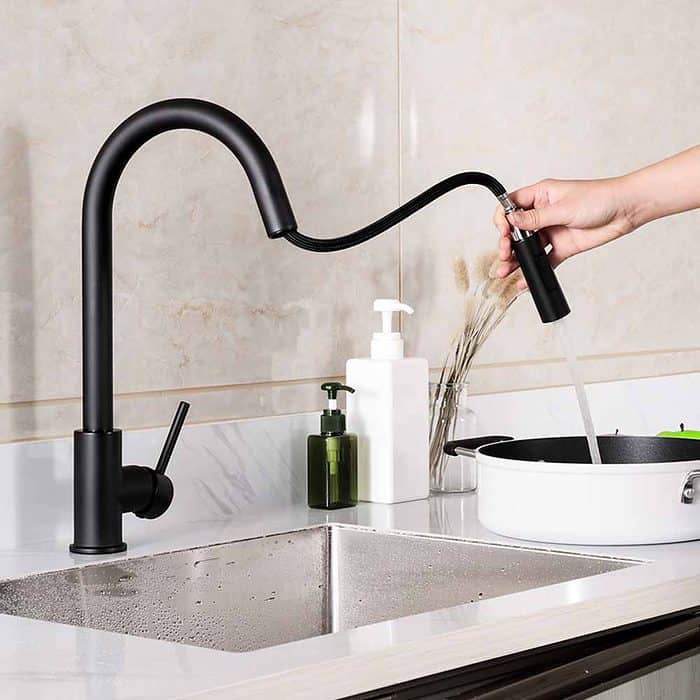 Single handle pull down contemporary kitchen faucet -hose- K143 01