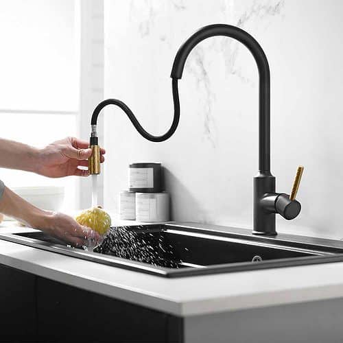 Matte black modern high arch kitchen faucet -waterflow- K534A 01