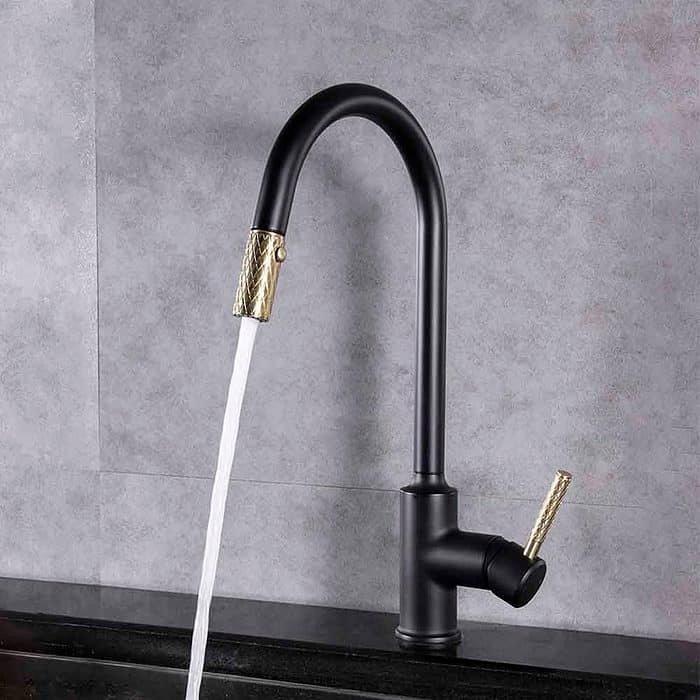 Matte black modern high arch kitchen faucet -spray- K534A 01