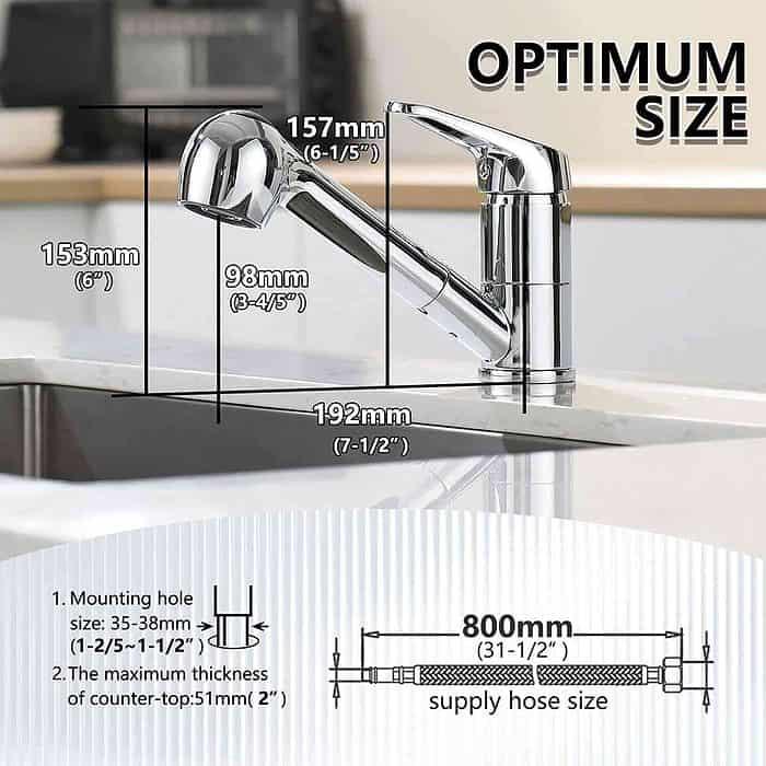 Brass kitchen sink faucet with flexible hose -size- K716 01