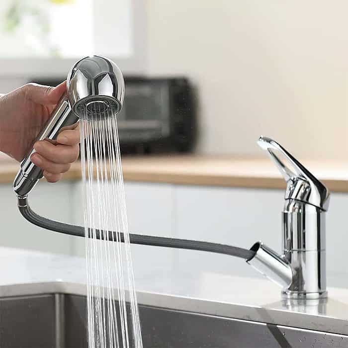 Brass kitchen sink faucet with flexible hose - K716 01